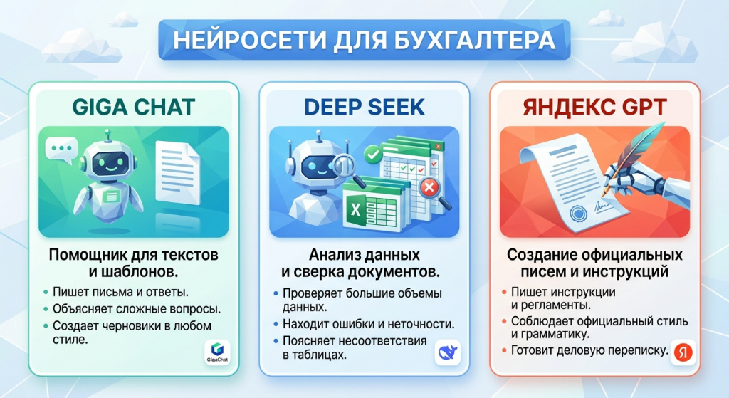 Нейросети для бухгалтера инфографика 